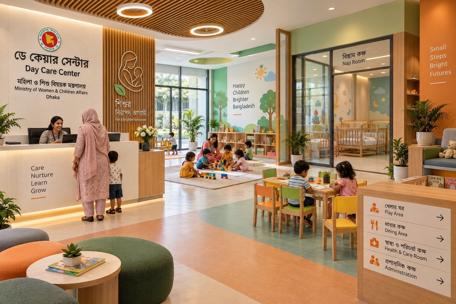 A colourful day care centre interior